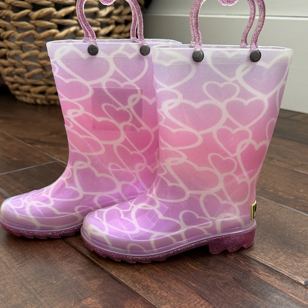 Western Chief Pink Ombre Heart Pattern Kids Rain Boots